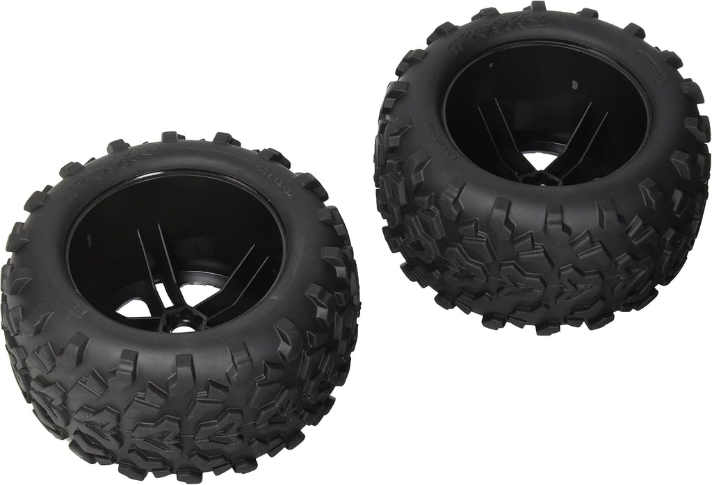 4983A Maxx Tires 6.3" Pre-Glued on SS Split Spoke, Black-Chrome Wheels, TSM Rated (Pair)