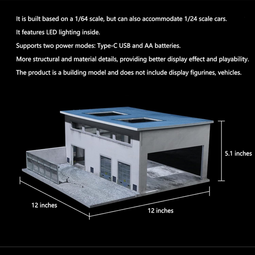 1/64 Diorama Display Case Garage with LED Lights (Factory)