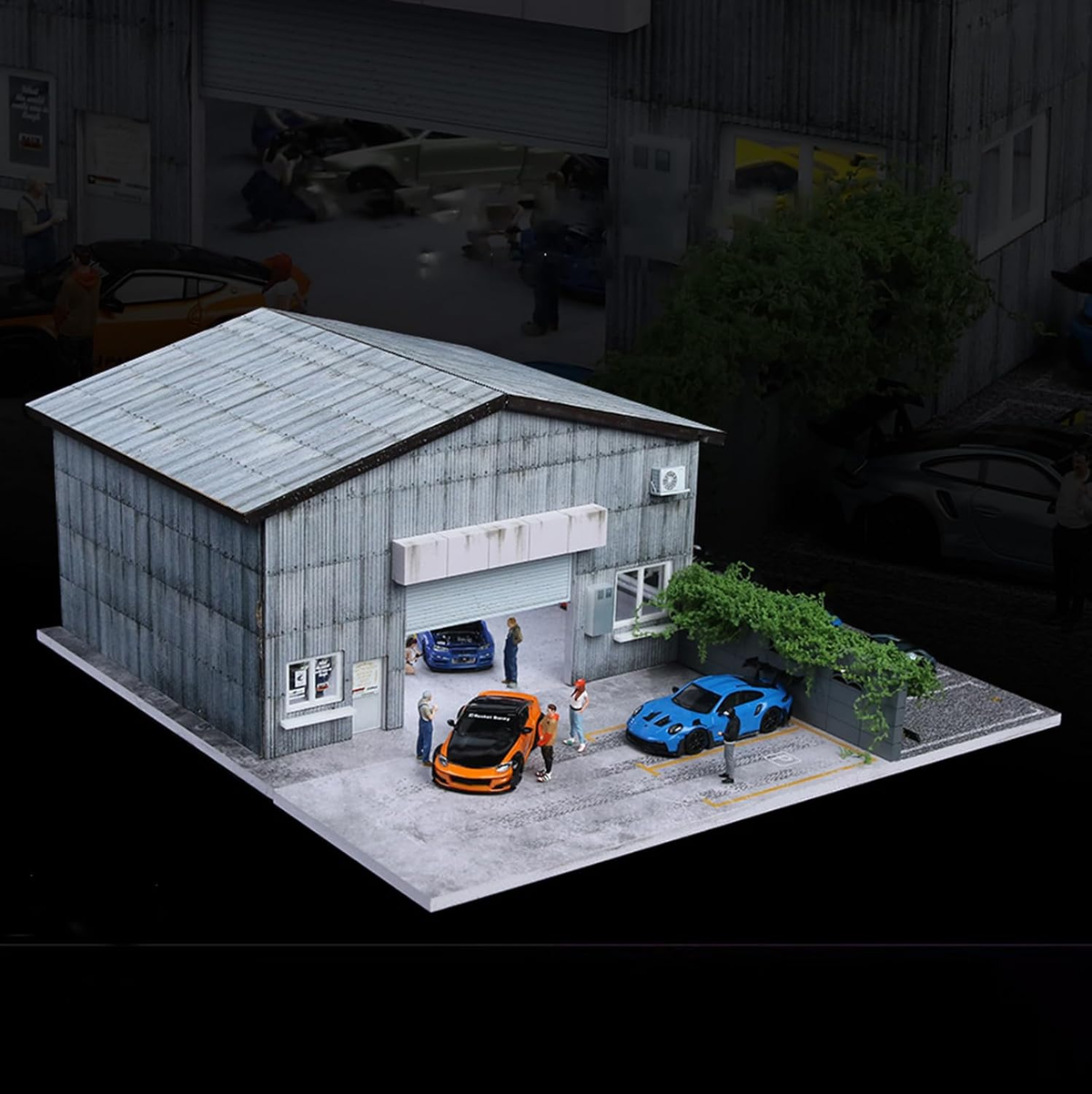 1/64 Diorama Display Case Garage with LED Lights (Factoryc)
