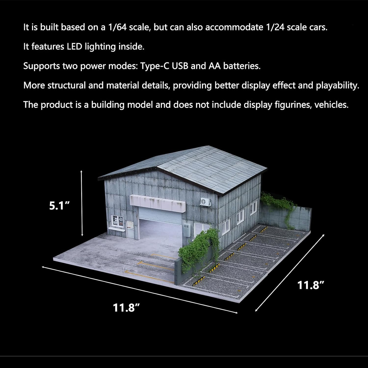 1/64 Diorama Display Case Garage with LED Lights (Factoryc)