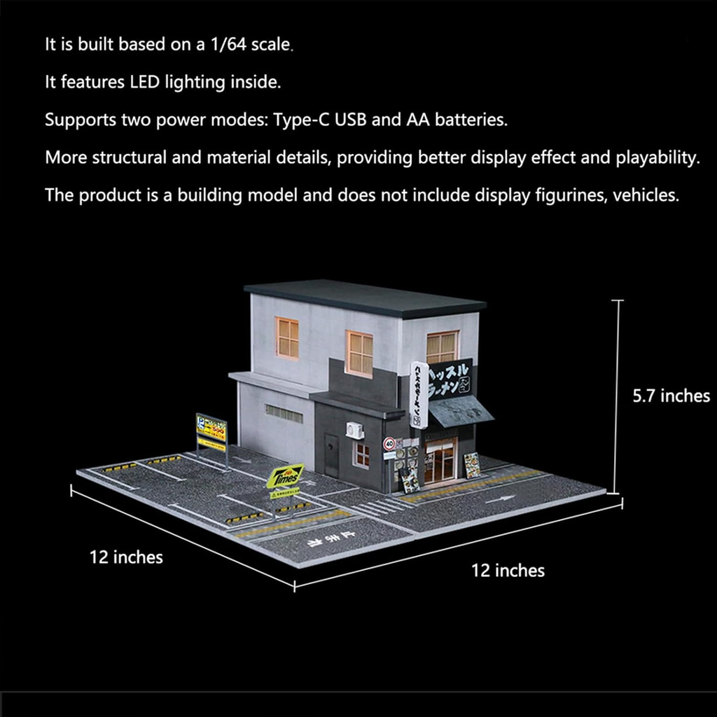 1/64 Diorama Display Case Garage with LED Lights (Ramen)