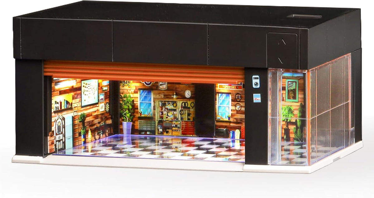 1/64 Display Case for Hot Wheels Garage with LED Voice Control