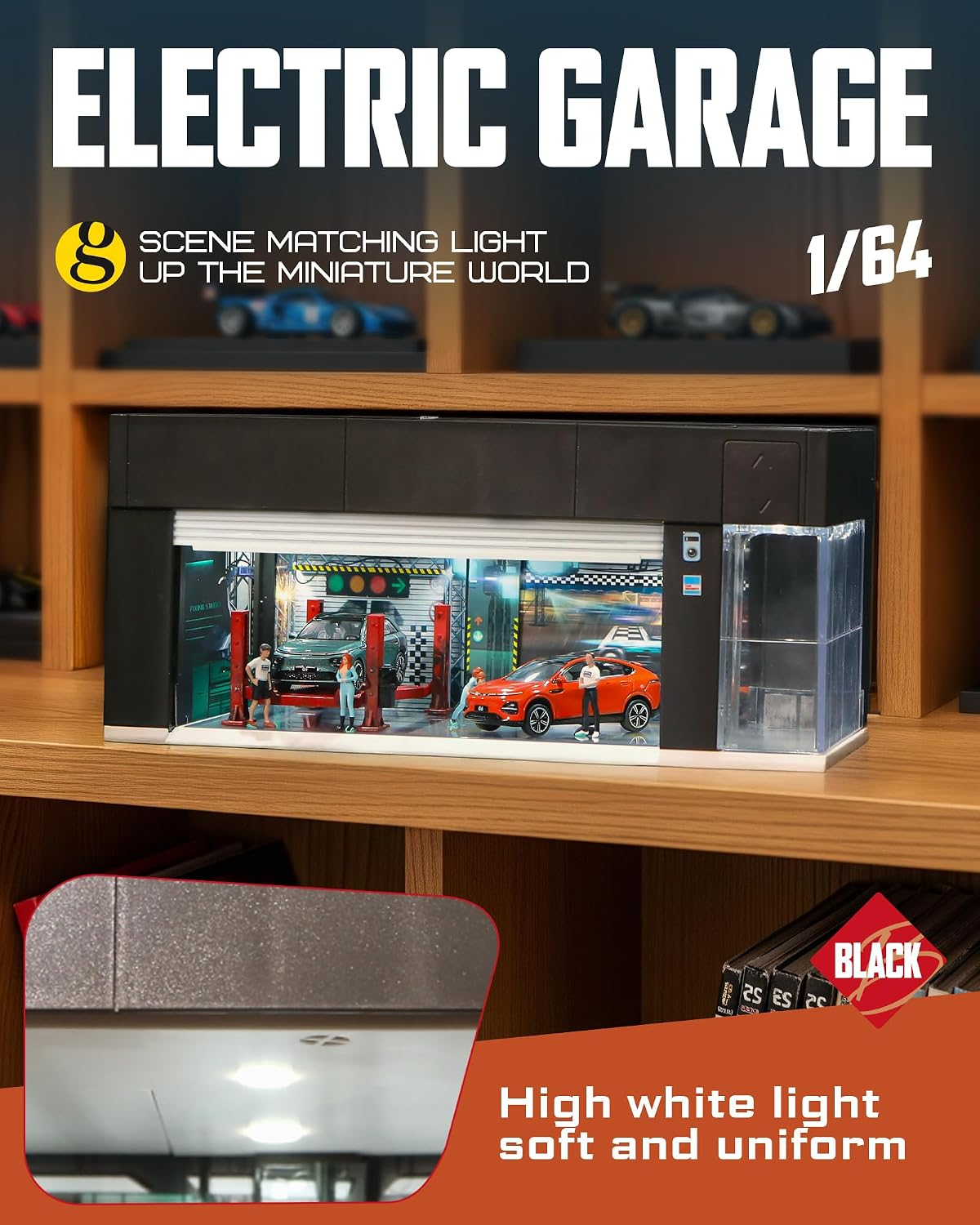 1/64 Electric Garage Display Case for Hot Wheels with LED Lights