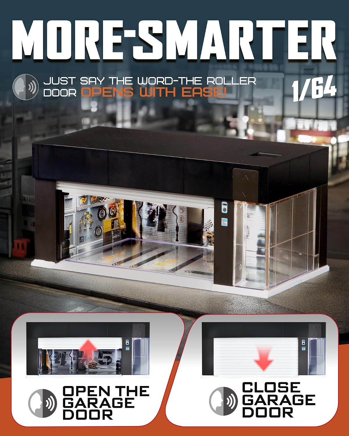 1/64 Electric Garage Display Case for Hot Wheels with LED Lights