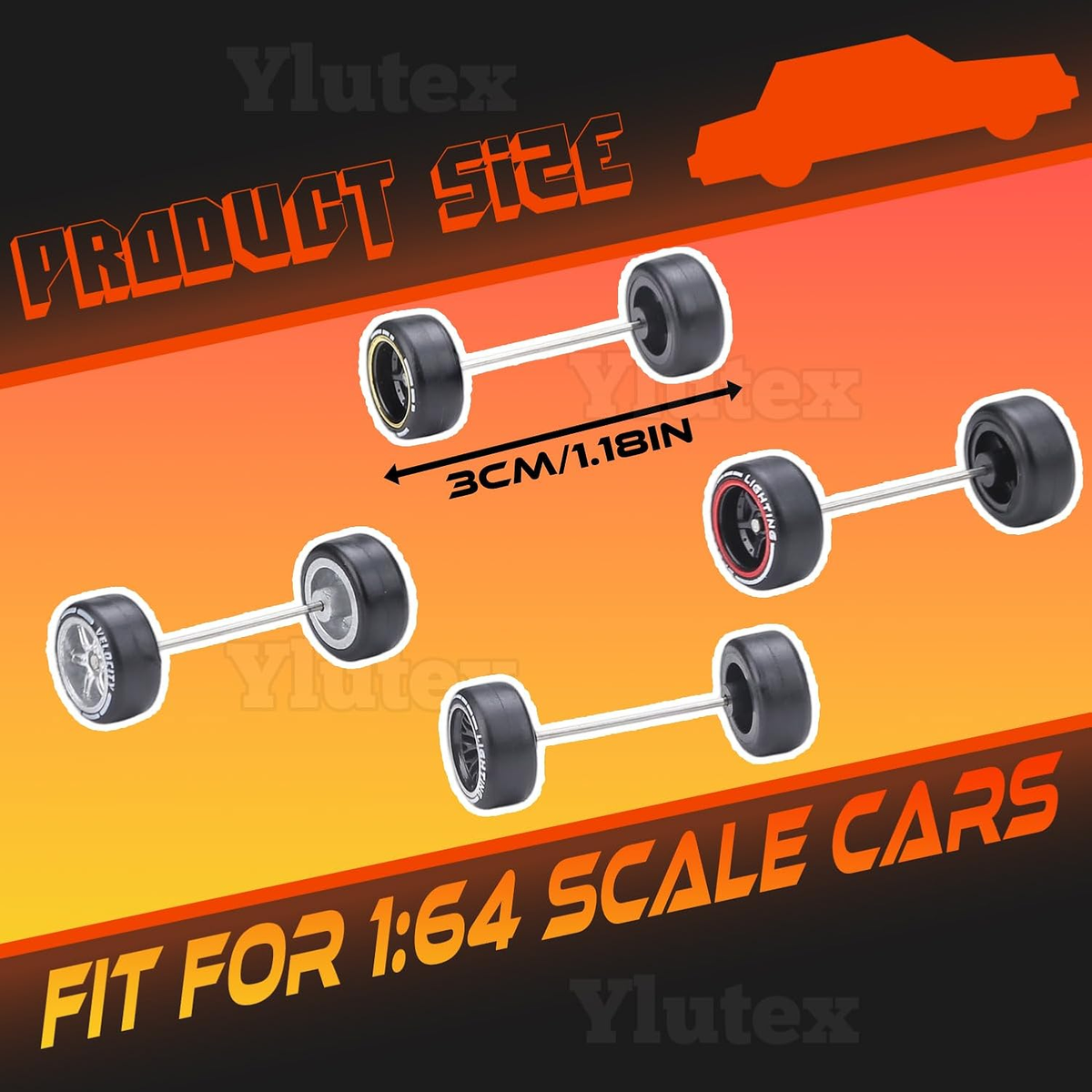 1/64 Wheels Mixed/Random Real Ridersprinted Simulation Wheel Rims Tires Set for 10 Cars 1/64 Scale (01)