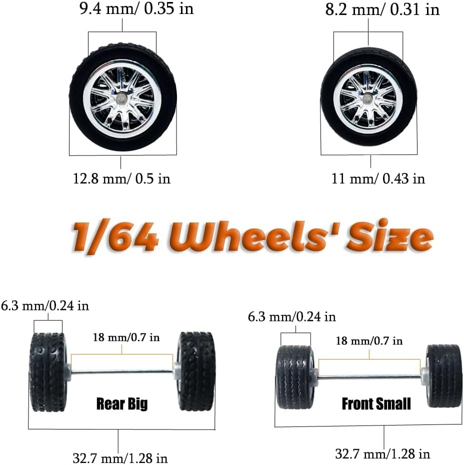 1/64 Wheels Smooth Tire Skin and Detachable Suitable for Rlc，Mixed Random 10 Sets 0.43In and 0.51In Wheels for Car Culture Modificition. (10 Mixed RLC Slicks)