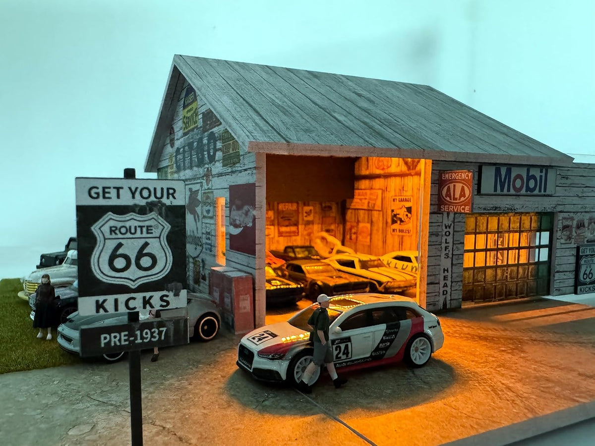 1/64 Diorama Display Case Garage with LED Lights (Warehouse)