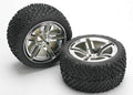 5573 Victory Tires Pre-Glued on Chrome Split Spoke Wheels, Nitro Rear (Pair)