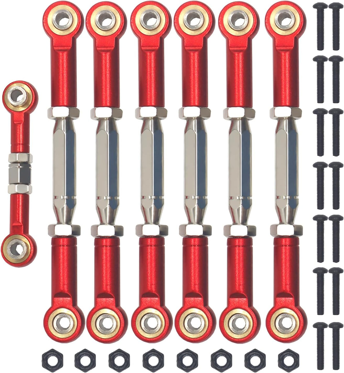 Aluminum Alloy RC Turnbuckles Camber Links Upgrade Parts Fits for Traxxas 1/10 RC Slash 4X4/2Wd/Hoss 4X4 Vxl/2Wd/Rustler 4X4 Vxl/2Wd/Stampede 2WD (Red)