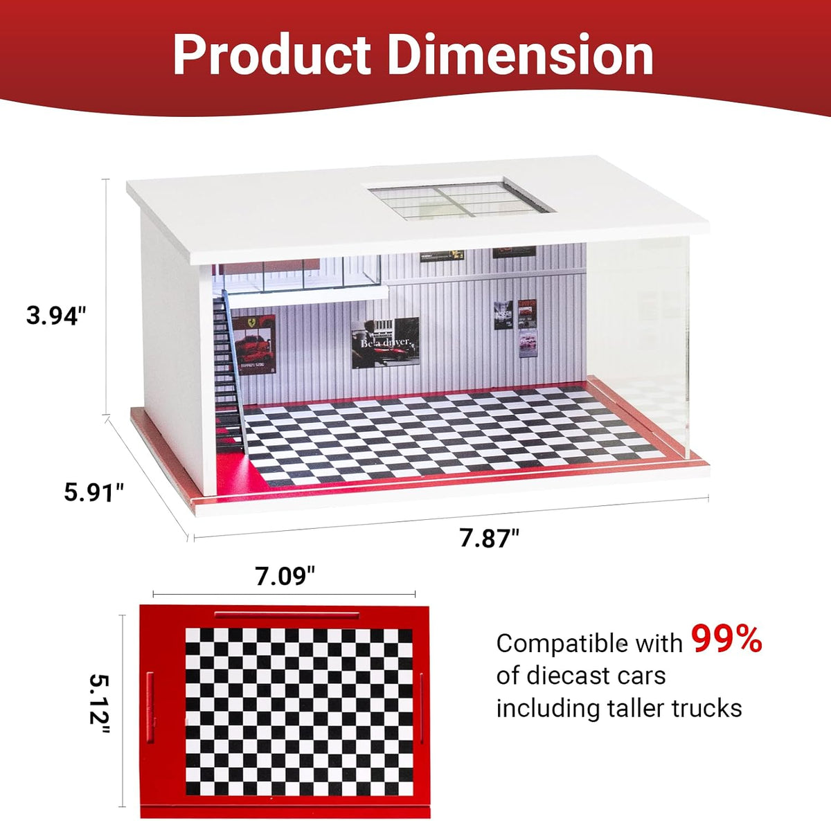 1/64 Scale Cars Display Case for Model Car Display and Storage