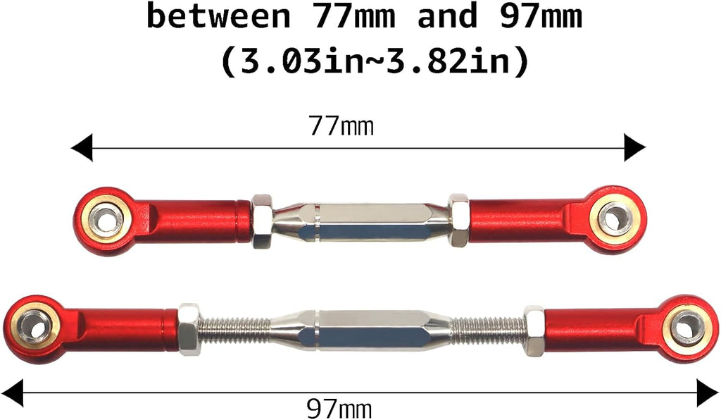 Aluminum Alloy RC Turnbuckles Camber Links Upgrade Parts Fits for Traxxas 1/10 RC Slash 4X4/2Wd/Hoss 4X4 Vxl/2Wd/Rustler 4X4 Vxl/2Wd/Stampede 2WD (Red)