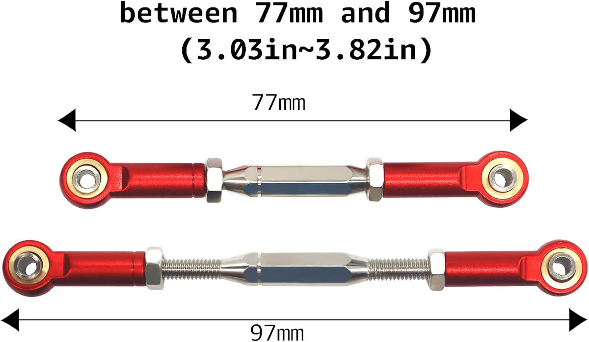Aluminum Alloy RC Turnbuckles Camber Links Upgrade Parts Fits for Traxxas 1/10 RC Slash 4X4/2Wd/Hoss 4X4 Vxl/2Wd/Rustler 4X4 Vxl/2Wd/Stampede 2WD (Red)