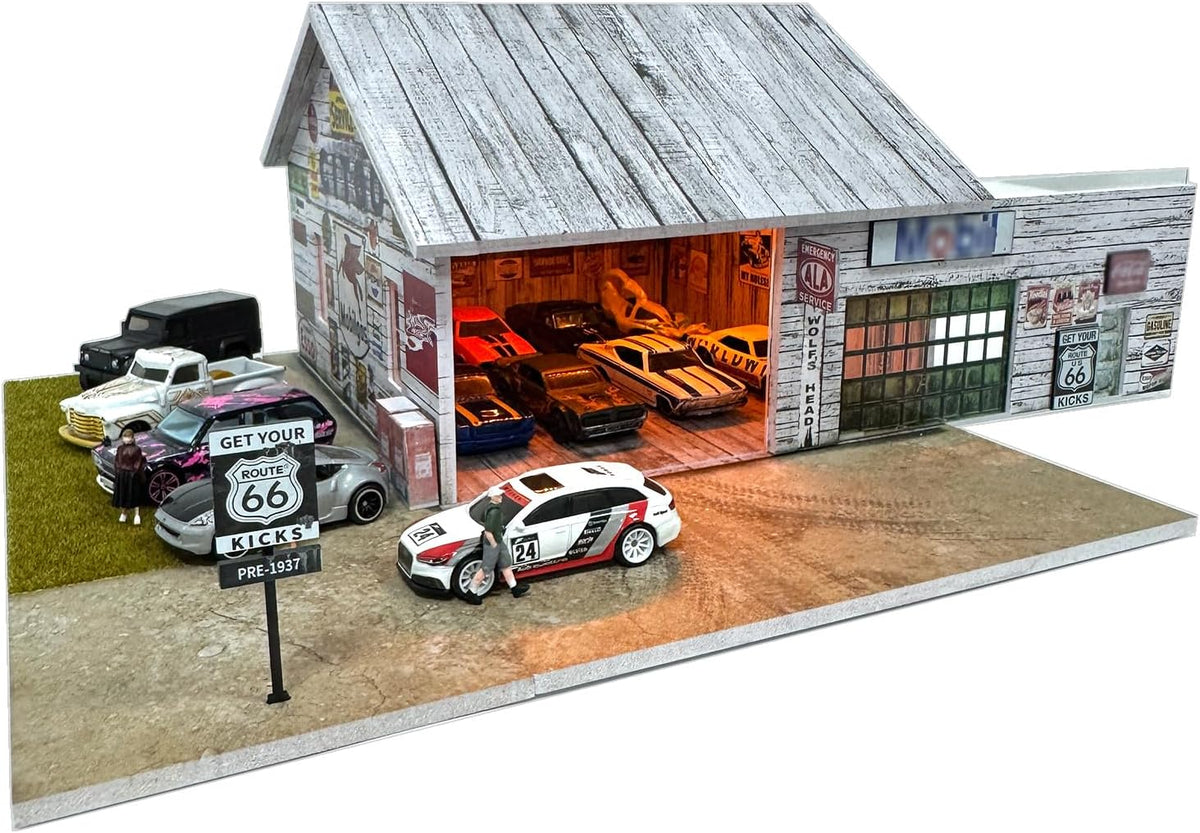 1/64 Diorama Display Case Garage with LED Lights (Warehouse)