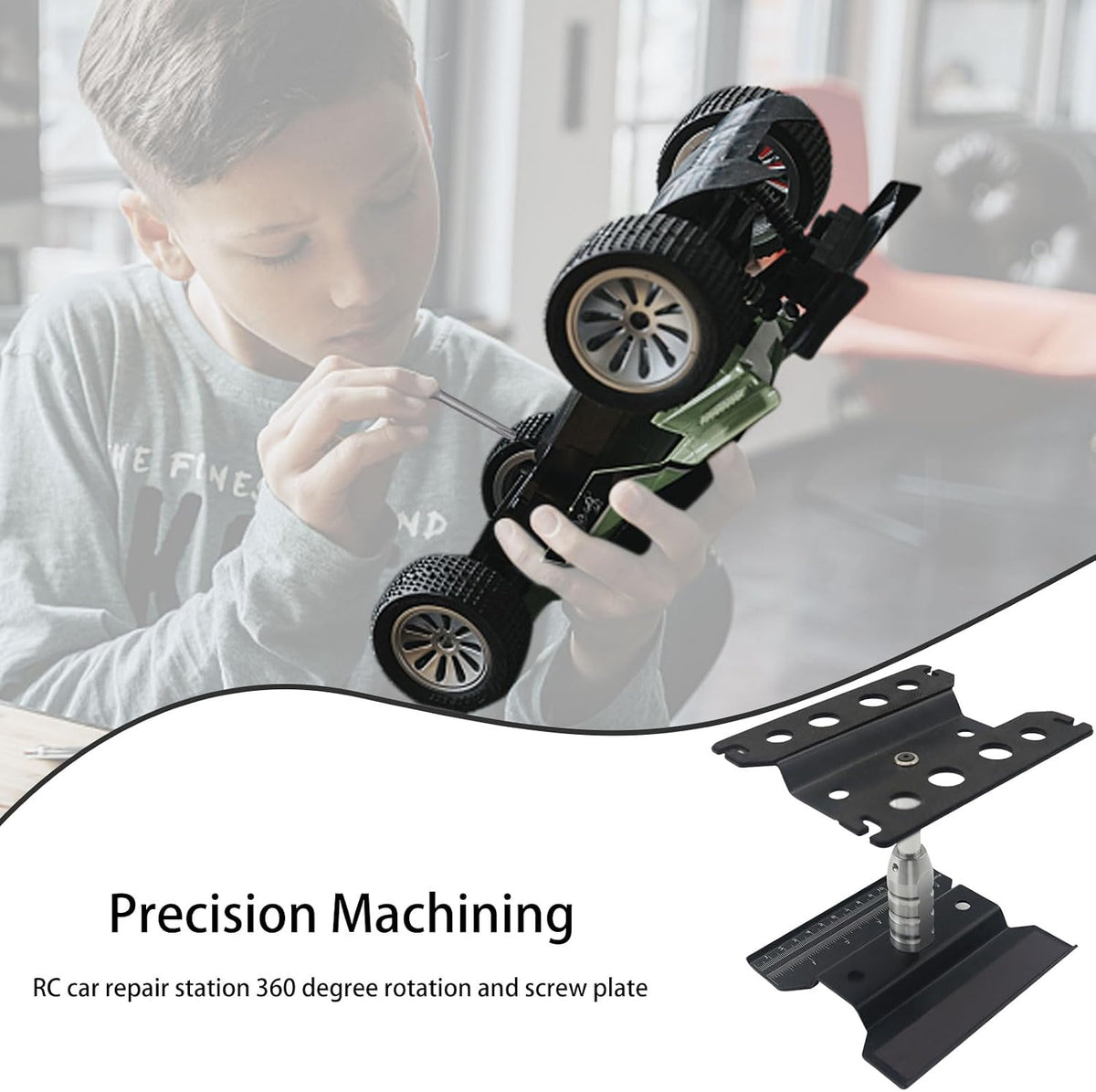 RC Car Stand RC Repair Stand 360 Degree Rotation Lift or Lower for Traxxas Arrma Redcat Axial RC4WD HSP Losi 1/8 1/10 1/12 1/16 Scale RC Crawler Car Truck Buggies (Black)