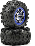 7274 Canyon at 2.2" Tires Pre-Glued on Chrome Geode Blue Beadlock-Style Wheels (Pair)