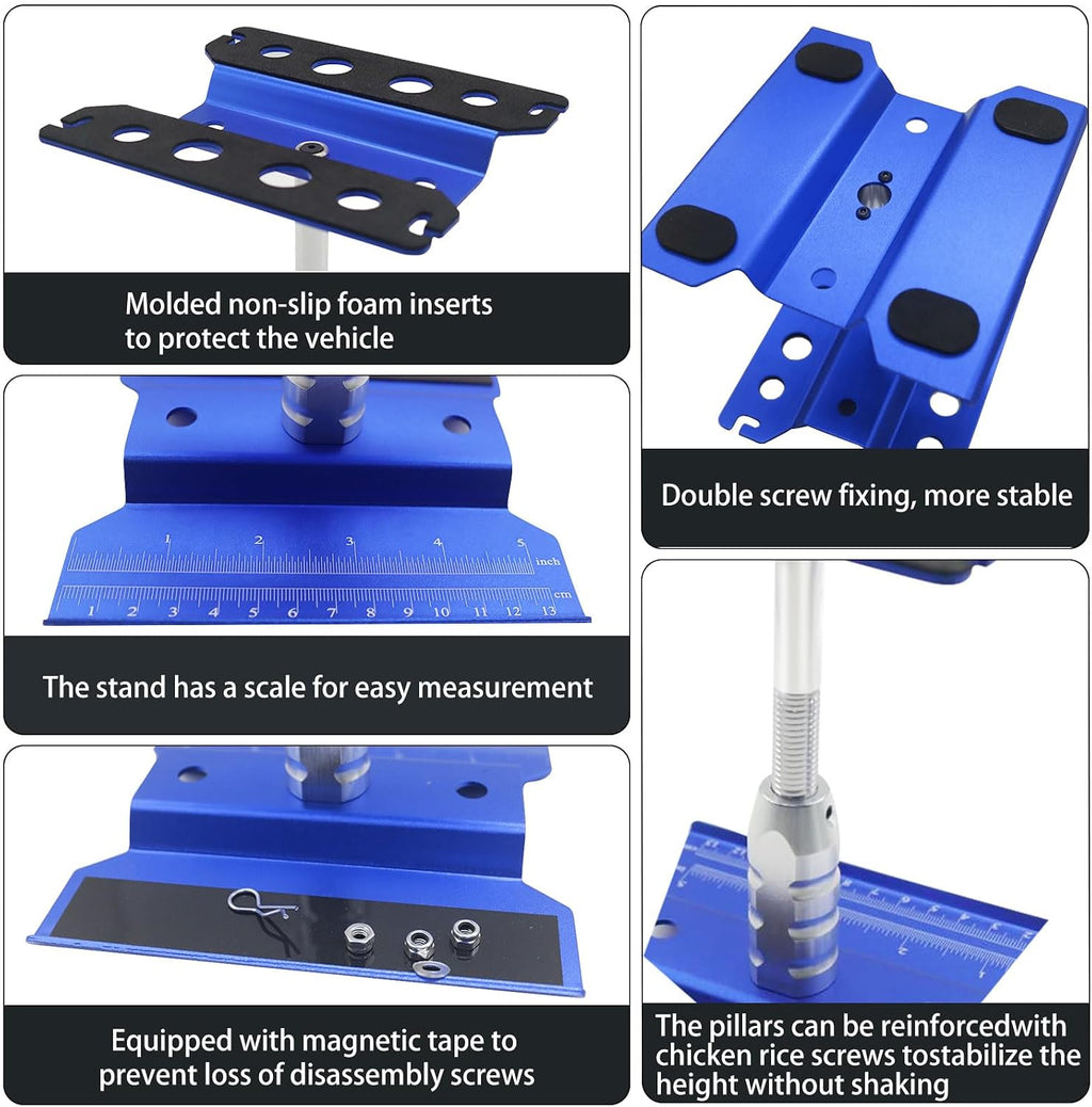 RC Car Stand RC Repair Stand 360 Degree Rotation Lift or Lower for Traxxas Arrma Redcat Axial RC4WD HSP Losi 1/8 1/10 1/12 1/16 Scale RC Crawler Car Truck Buggies (Navy Blue)