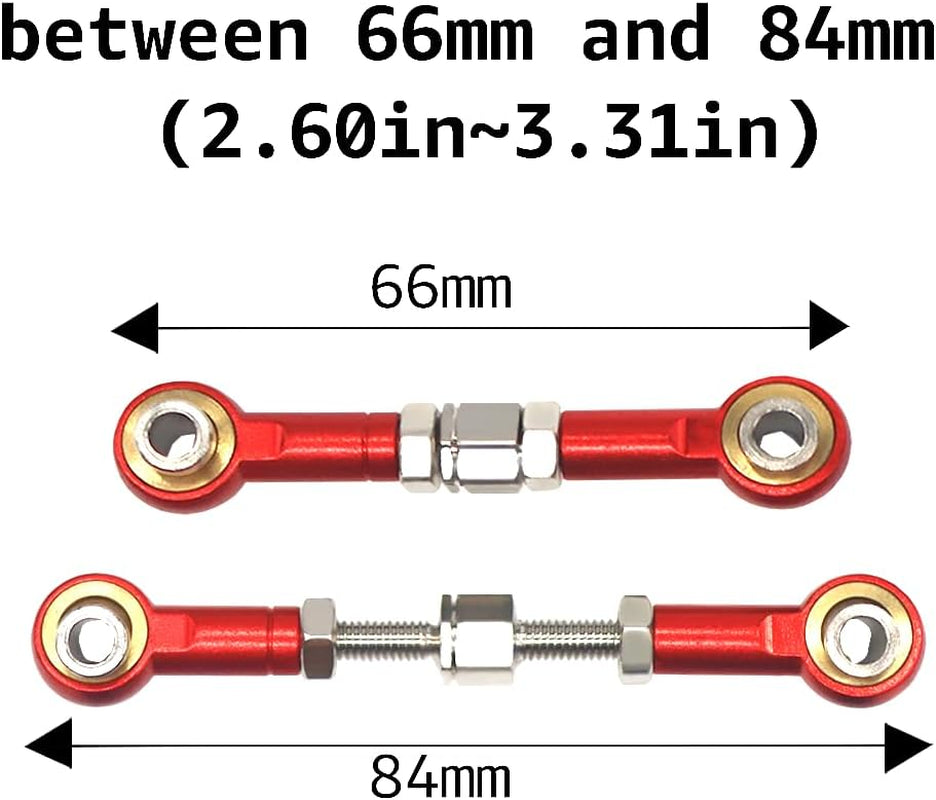 Aluminum Alloy RC Turnbuckles Camber Links Upgrade Parts Fits for Traxxas 1/10 RC Slash 4X4/2Wd/Hoss 4X4 Vxl/2Wd/Rustler 4X4 Vxl/2Wd/Stampede 2WD (Red)