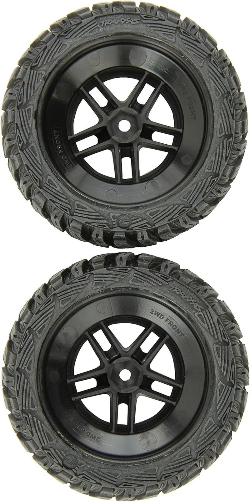 5882R Kumho S1 Tires Pre-Glued on SCT Split-Spoke Satin Chrome, Black Beadlock-Style Wheels, 2WD Front (Pair)