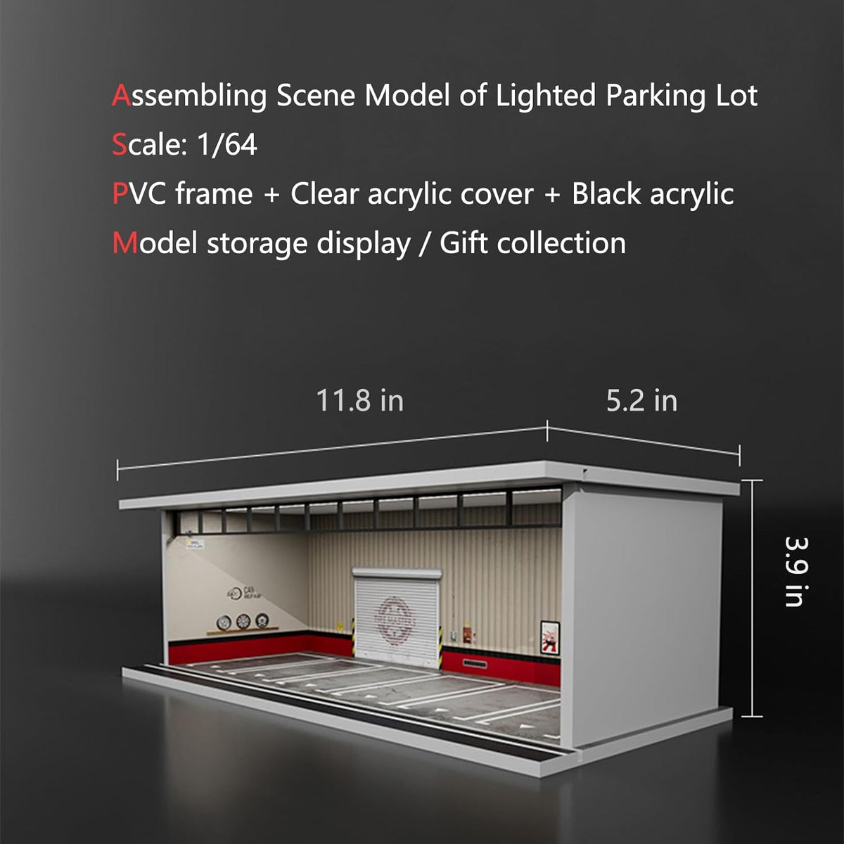 1/64 Diorama Display Case with LED Lights for 1/64 Scale Model Car
